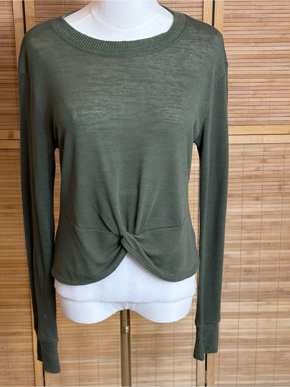 Sanctuary Olive Twist-Front Long Sleeve Top